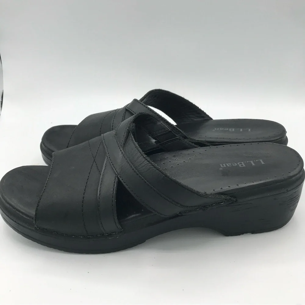 L.L. Bean Women’s Black Slip On Wedge Slide Sandals US Size 9 EU 40 - Picture 3 of 12